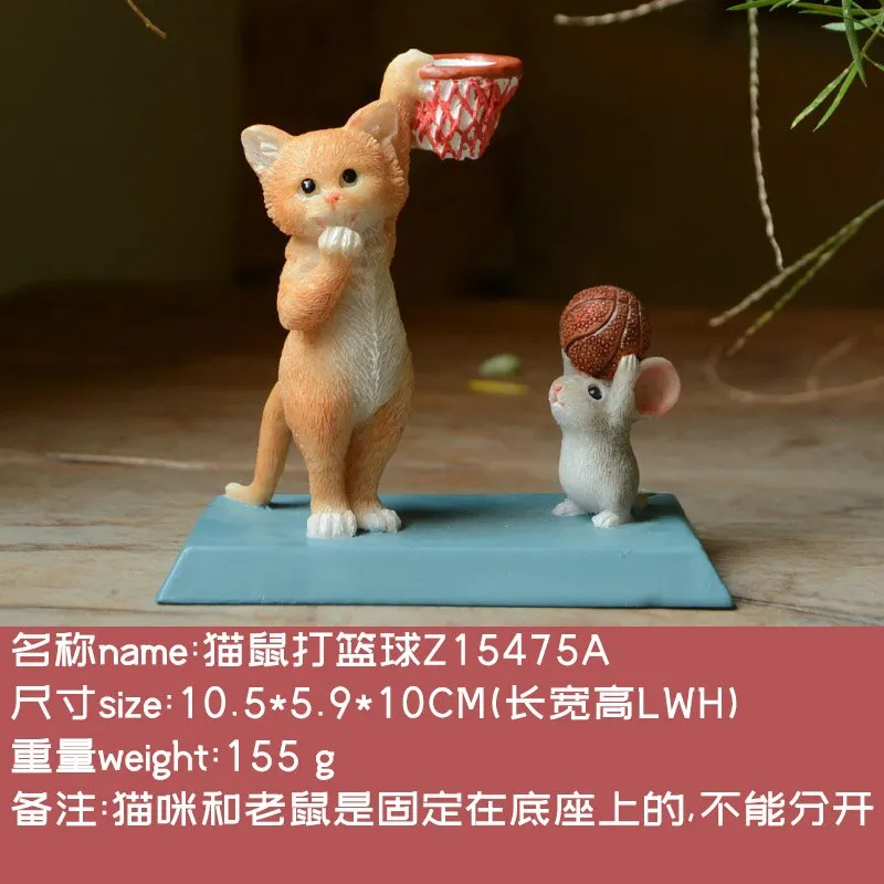 Everyday Collection Cute Cartoon Cat Animal Figurine Miniature Fairy Desk Ornament Modern Home  Decoration Gifts for Girls