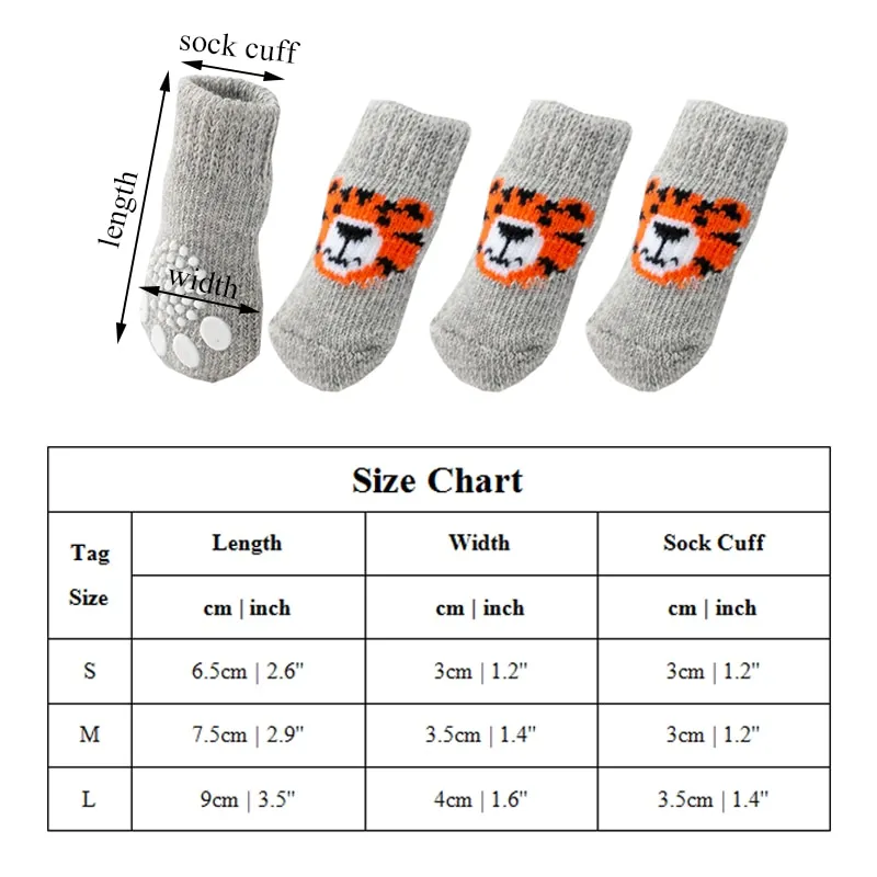 Sdrawing Cute Puppy Dog Socks Cartoon Printed Anti Slip Knit Socks Winter Warm Puppy Shoes Small Medium Dogs Boots Pet Products