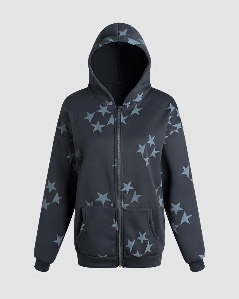 Gothic Star Zip Up Hoodie