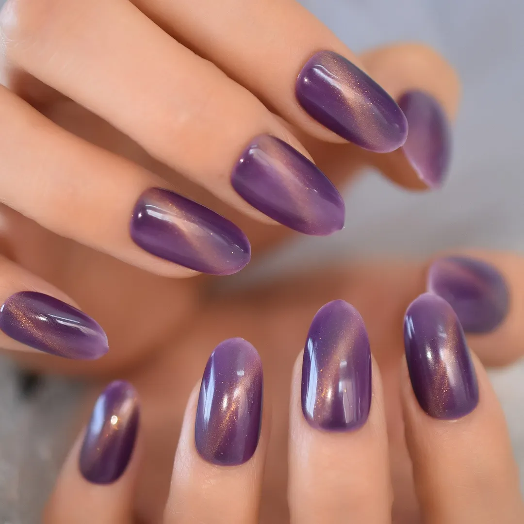 Nail Art Salon Oval Acrylic French Nail Kit Real Medium Length Grace Oval Fake Nails French 24 Tips-Nail Inspo