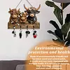 Highland Cow Ornaments Key Holder for Wall Mount 2D Bullhead Animal Wooden Towel Key Hooks Coat Hanger with 4 Hooks Cow Wall Decorative Rack for Entryway Hallway Farmhouse