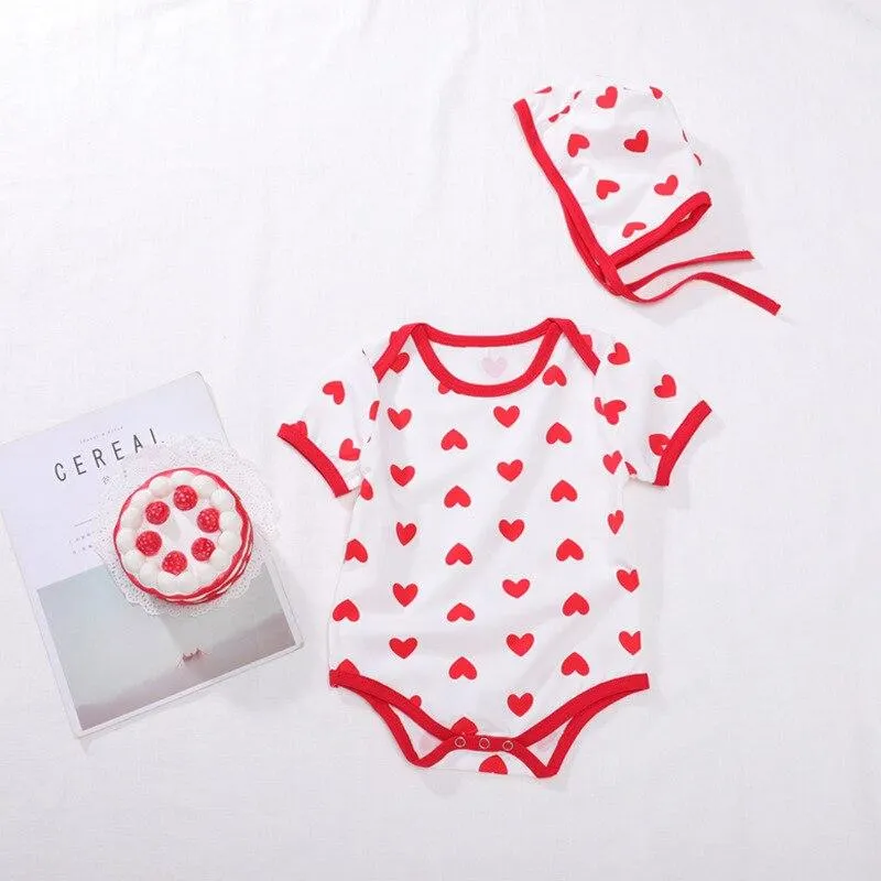 0-3Yrs Infant Clothes Rompers 2020 Summer Newborn Grils Cotton Lace Romper With Cap 2pcs Set Baby Girls Overall White