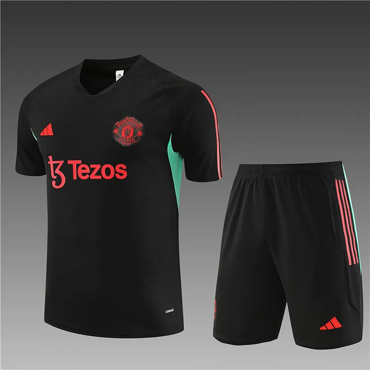 2023-24 Manchester United black short-sleeved training shirt