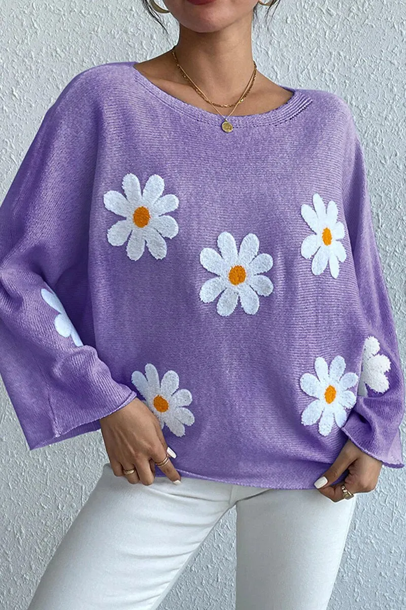 Athvotar Athvotar Embroidered Flower Women's Clothing 2025 New Loose One-Word Shoulder Jacket Sweater