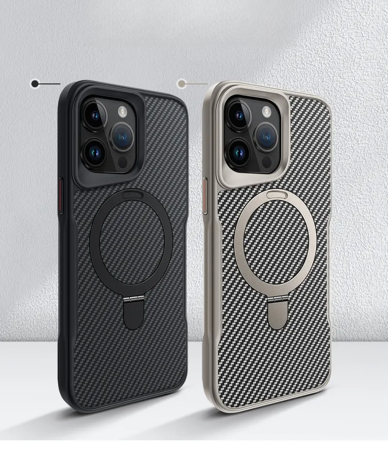 Carbon Fiber Magnetic Bracket Apple Phone Case