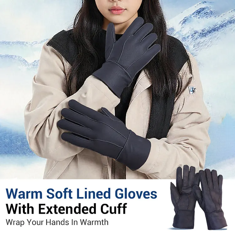 Gants Doubl&eacute;s Chauds et Doux avec Poignet Long