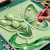 Tulip Butterfly DIY Pearl Painting Kit with Frame 30x30cm Pearl Gem Paintings Picture Arts Craft for Adults/Beginners Gift Home Wall Decor