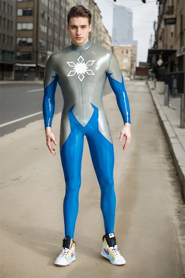 Men Latex Catsuits Hexagramite Grey Anime