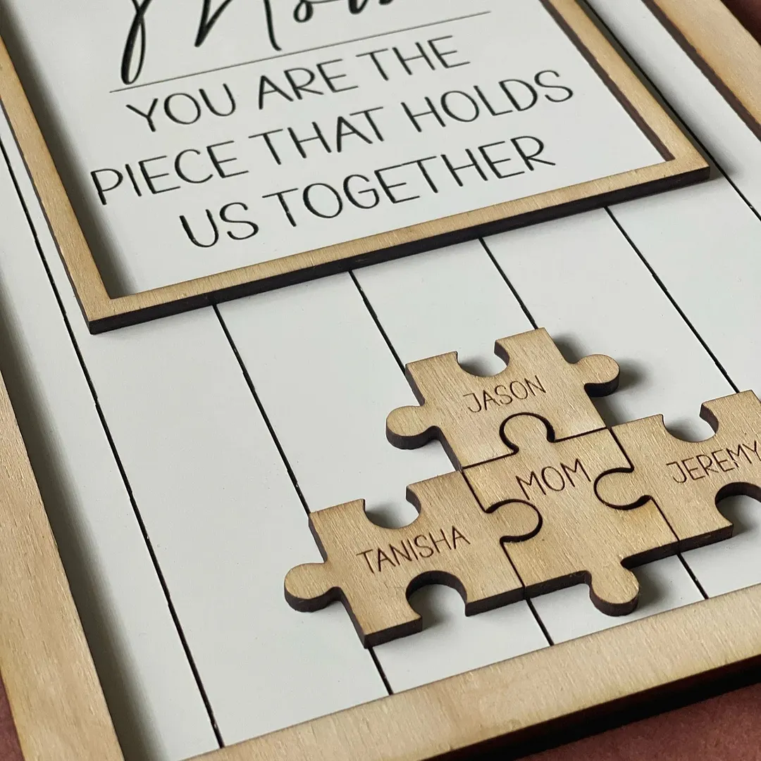 Personalized Rectangle Wooden Puzzle Frame Gift for Mom