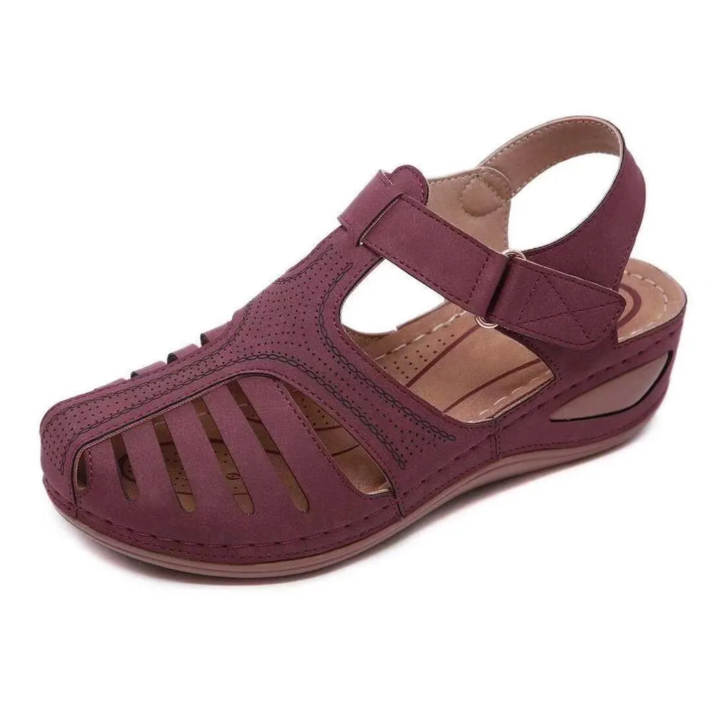 2020 Women Sandals Summer Ladies Comfortable Round Toe Ankle Hollow Sandals Female Soft Sole Shoes Drop shipping Plus Size 35-43