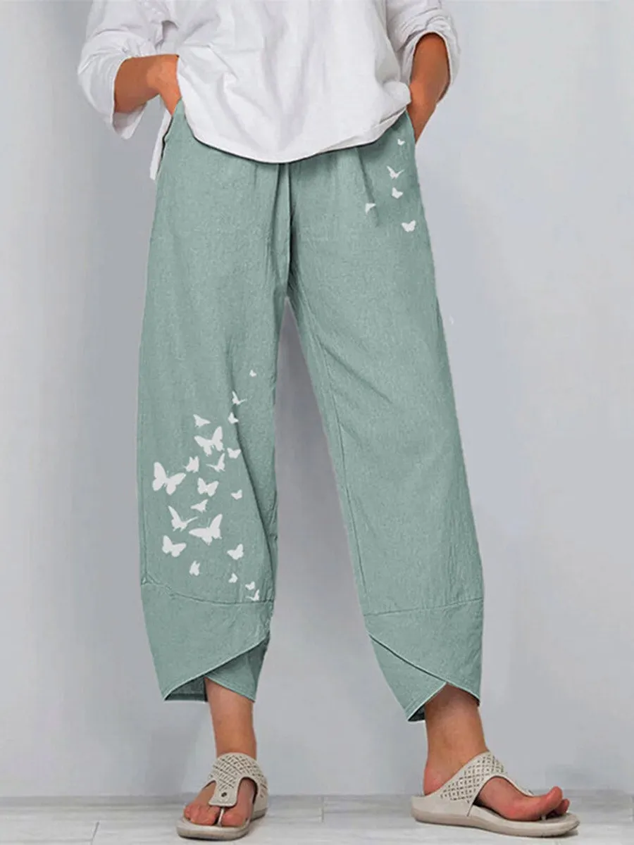Casual Style Butterfly Printed Pants