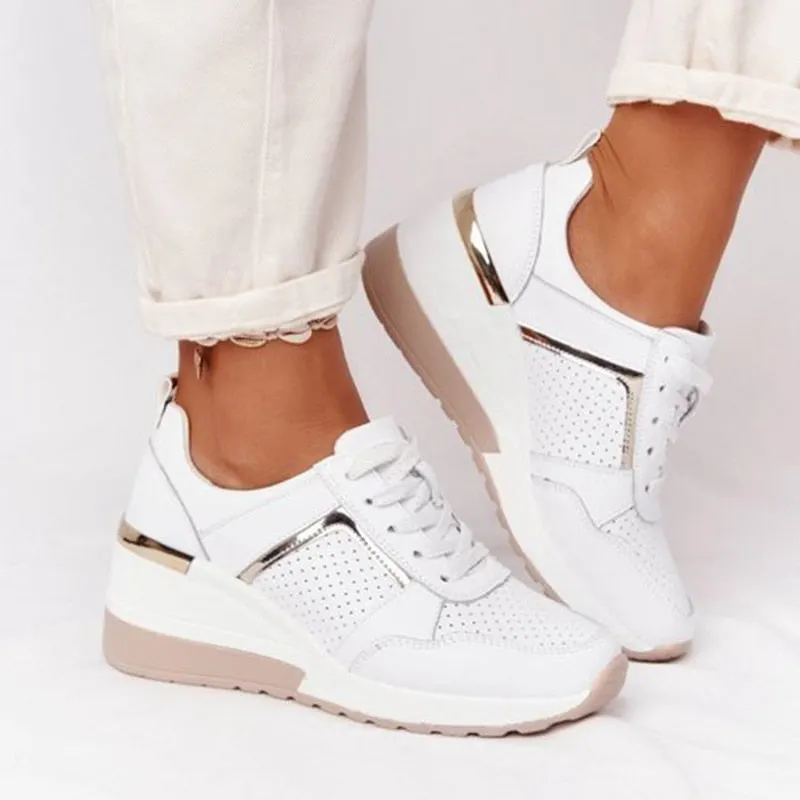 Spring Autumn Women Casual Walking Shoes Height Increasing Sport Wedge Shoes Air Cushion Comfortable Sneakers Zapatos De Mujer
