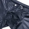 Men's Leather Underwear Lingerie Boxer Shorts Underwear with Bulge Pouch Briefs Shorts Low Rise Trunks