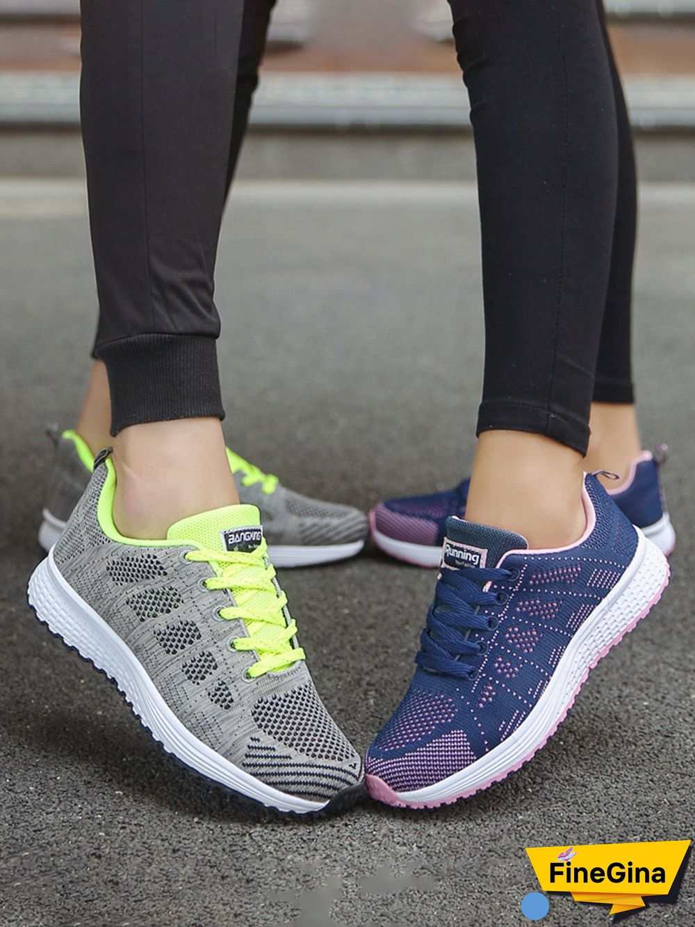 Contrasting Solid Color Breathable Mesh Casual Sneakers