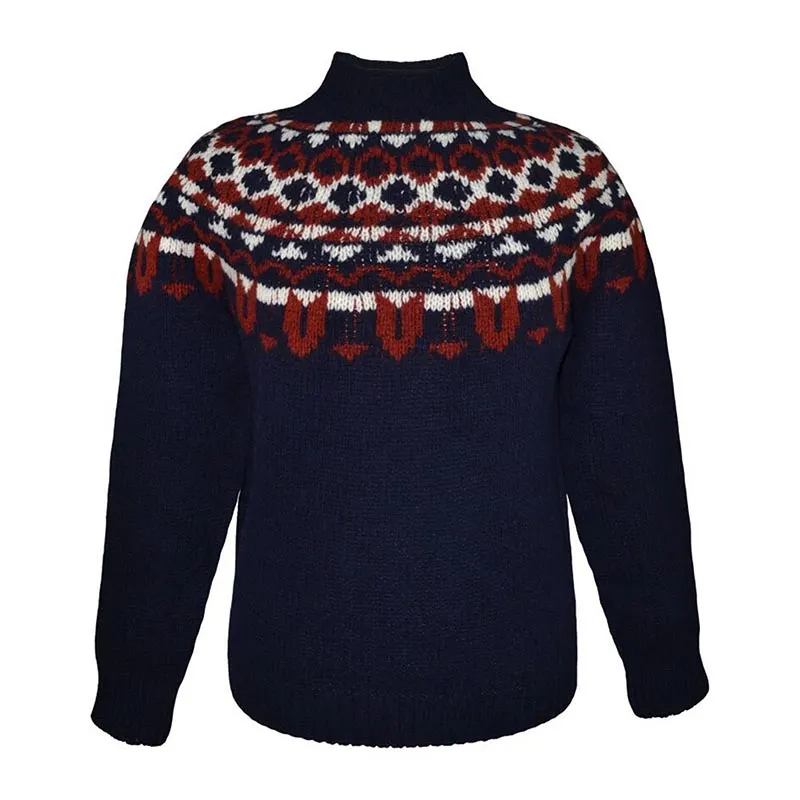 Vintage Icelandic Geometric Knitted Turtleneck Sweater