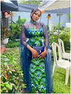Printed Classic Empire High-Neck Maxi Dresses