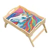 DIY Diamond Painting Wooden Tray Food Tray  with Folding Legs Living Room Decoration Donut Wooden Tray Kit (Unicorn)