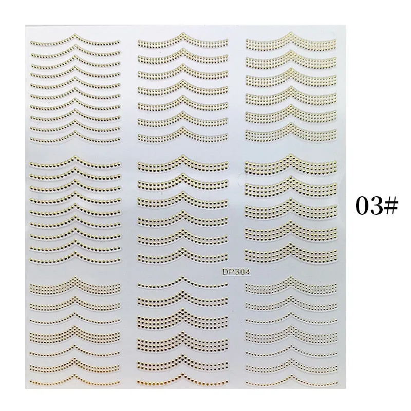 1 Sheet Christmas 5D Nail Stickers Gold And Sliver Snowflakes Transfer Nail Decals Slider Decoration For Manicuries