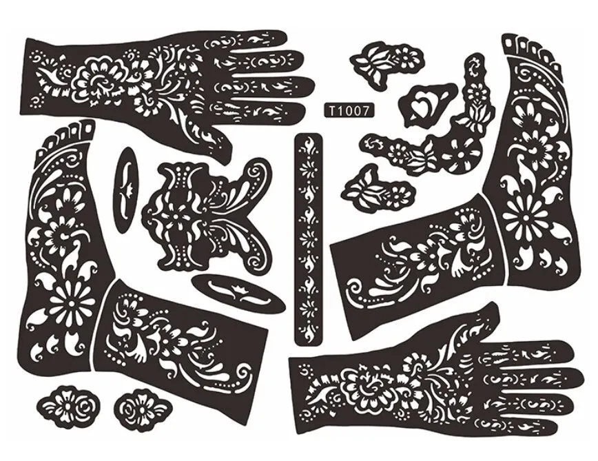 1pc new KD22 Tattoo Template hands/feet henna tattoo stencils for airbrushing professional mehndi new Body Painting Kit supplies