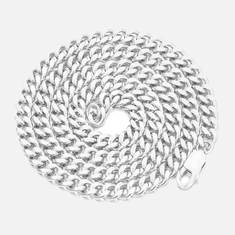 Iced Out Glossy Cuban Chains 6MM S925 Silver Hip Hop Bling Bling
