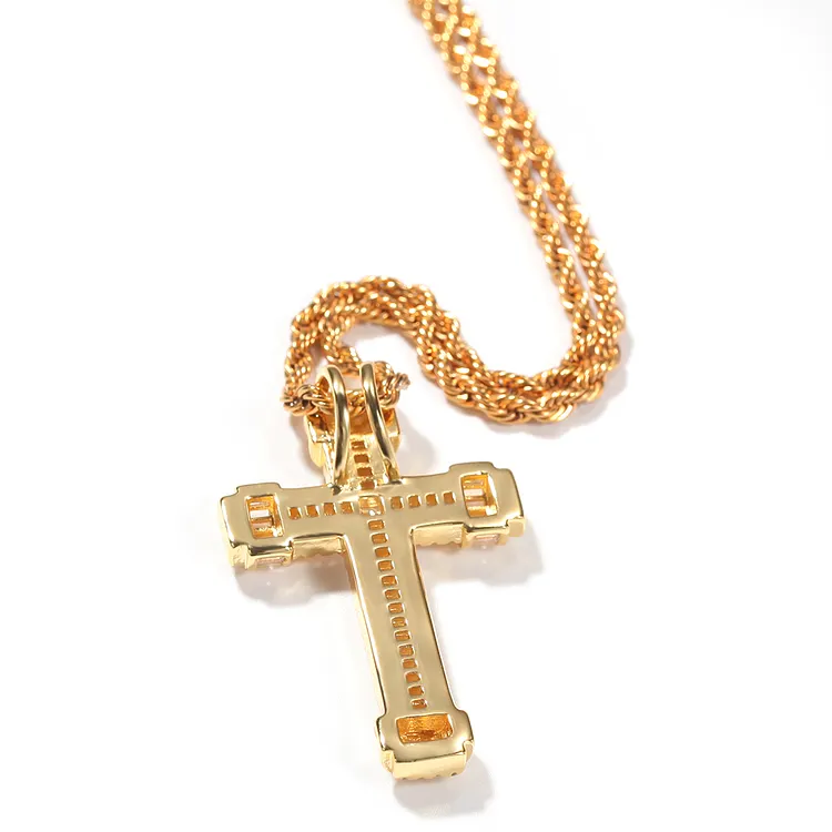 Iced Out Cross Pendants Hip Hop Bling Bling Necklaces For Women And Men