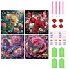 (US Local)4pcs/set Butterfly Flower-Special Shaped Diamond Painting Kit(40x40cm)