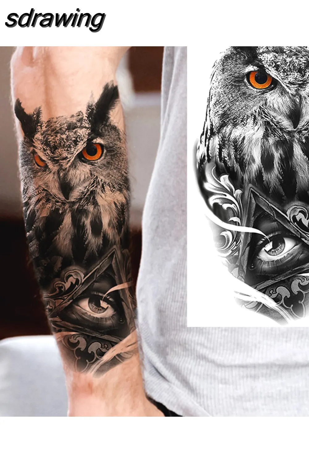 sdrawing Realistic Black Devil Temporary Tattoos For Men Adult Tiger Pirate Skeleton Vampire Fake Tattoo Forearm Scary Tatoo Joker