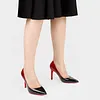 Women's 90mm Middle Heels Pointy Toe Red Bottom Pumps Gradient Color Patent