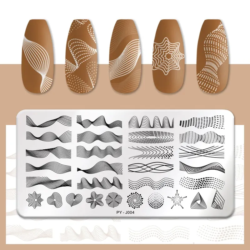 PICT YOU  Nail Stamping Plates Line Pictures Stencil Stainless Steel Nail Design for Printing Nail Art Image Plate Tool-Nail Inspo