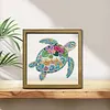 Turtle DIY Special Shape Double sided Print Clear Diamond Art Kit Wooden Framed Diamond Painting Kit(22x22cm)