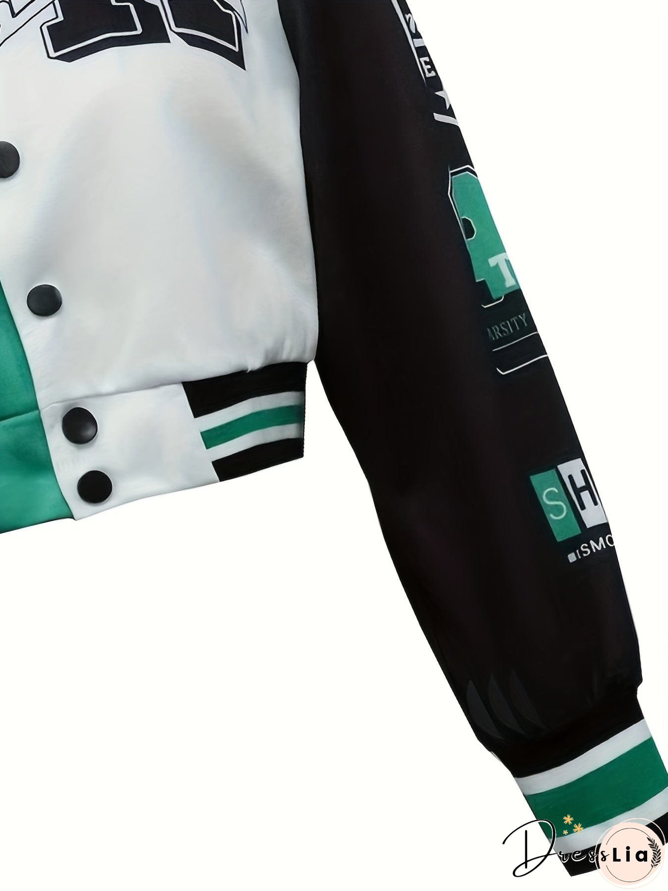 Casual Varsity Stylish Letter Print Button Front Jacket