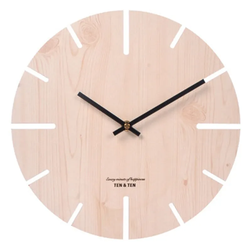 Wooden 3D Wall Clock Modern Design Nordic Brief Living Room Decoration Kitchen Clock Art Hollow Wall Watch Home Decor 12 inch