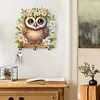 (US Local)Wooden Special Shape Owl 2 Hooks Diamond Painting Hook Rail for Wall Cabinet