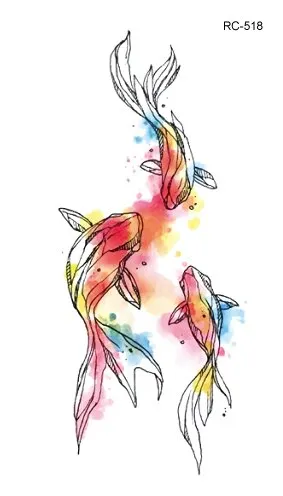 52 Kinds Watercolor Animals Fake Tattoos Temporary Cat Flamingo Wolf Whale Fox Butterfly Waterproof Tatto Stickers Small Size
