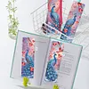 (US Local)8Pcs DIY Peacock Diamond Painting Art Bookmarks with Crystal Pendants for Gift