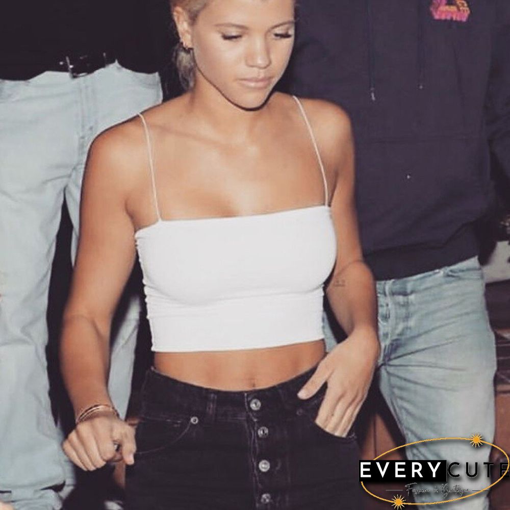 New Fashion Women Spaghetti Strap Crop Top Sexy Bodycon Sleeveless Cami Tube Top Basic Plain Camisole