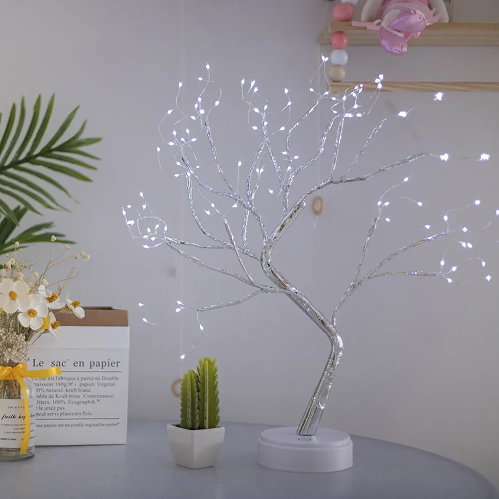 108 LED Touch Night Light Christmas Tree Copper Wire Fairy Lamp Cool White