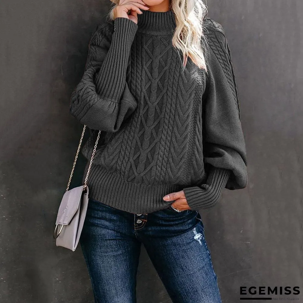 Collar Sweater Loose Long Sleeve Knitted Solid Color Sweater | EGEMISS