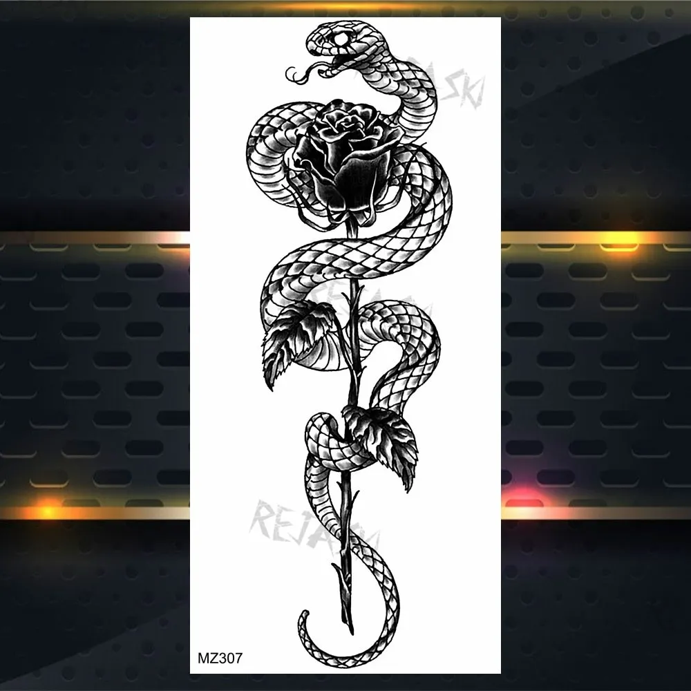 Sdrawing Rose Jewelry Water Transfer Tattoo Stickers Women Body Chest Art Temporary Tattoo Girl Waist Bracelet Flash Tatoos Flower