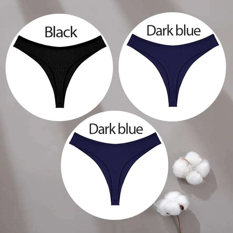 3PCS/Set Cotton Panties G-String Women Panties Sexy Underwear Female Lingerie Thong Briefs for Woman Solid Color Intimate Pantys
