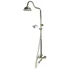 [US Local Warehouse] Antique Gold Shower Head Set with Knobs Mixer Tap Vintage Rainfall Showers Faucet Wear Resist for Home Bathroom Hotel SPA