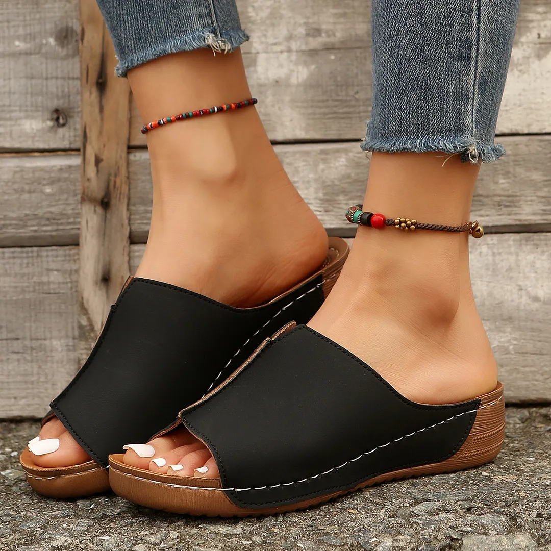 Qengg Qengg Spring And Summer New Cool Drag Women's Shoes Comfortable Slope And Thick Sole Simple Casual Wear Slippers