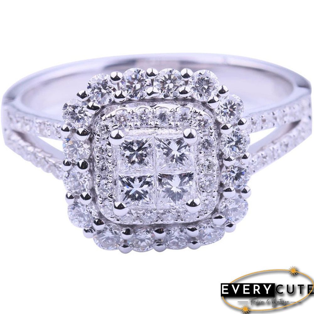 Exquisite ladies fashion diamond ring 925 sterling silver natural gemstone ring birthday anniversary Christmas gift for girlfriend wife bride wedding ring engagement party ring jewelry set 5-11 Bague Femme