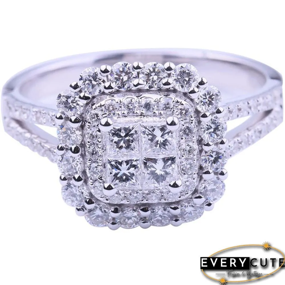Exquisite ladies fashion diamond ring 925 sterling silver natural gemstone ring birthday anniversary Christmas gift for girlfriend wife bride wedding ring engagement party ring jewelry set 5-11 Bague Femme