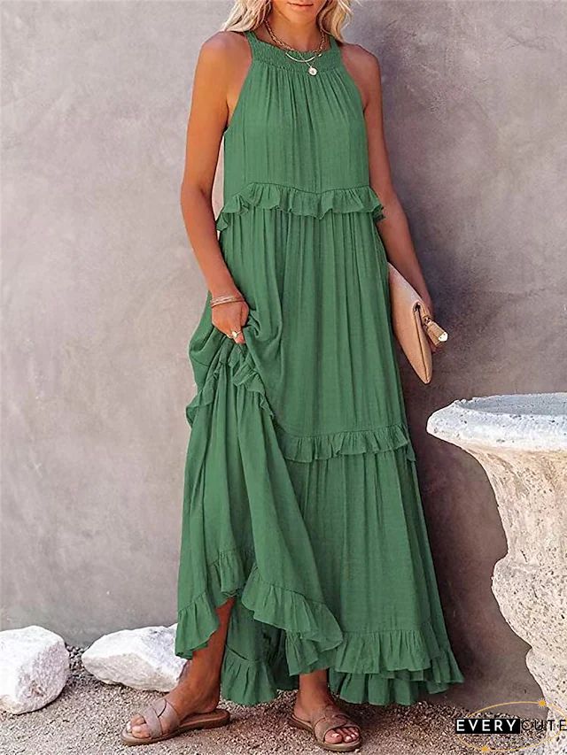 Fashion Street Solid Spaghetti Strap Princess Dresses