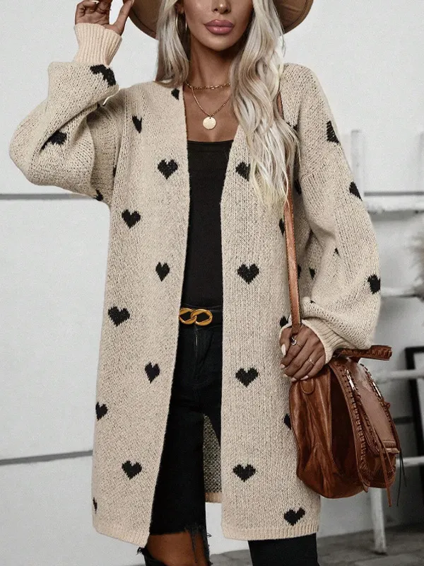 Nigikala Nigikala Love Knitted Shirt Fashion Casual Sweater Coat Woman