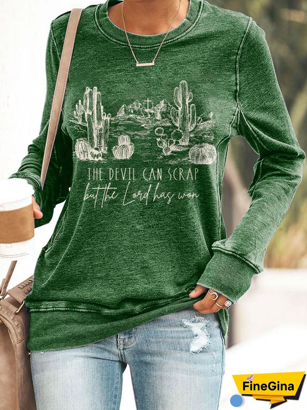 Retro The Devil Can Scrap But The Lord Has Won Print Sweatshirt