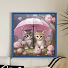 Kitten Holding Umbrella With Flowers - 11CT Stamped Cross Stitch - 40*40cm - Cat