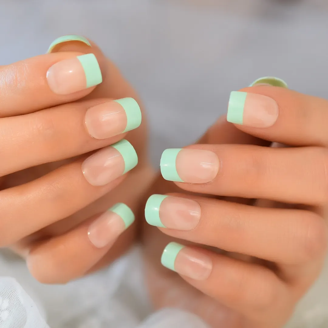 Nude Pink False Stick On Nails Natural French Miancure Short Lady's Nails Tips Acrylic Gel Fake Nail Set 24pcs-Nail Inspo