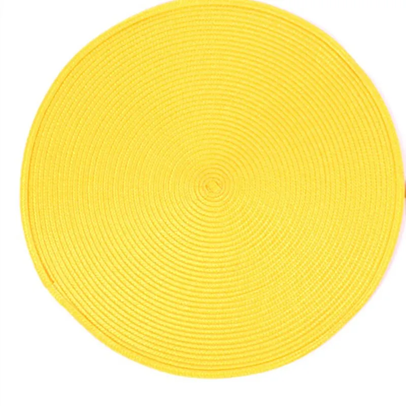 1pc Round Woven Placemats PP Waterproof Dining Table Mat Non-Slip Napkin Disc Bowl Pads Drink Cup Coasters Kitchen Decoration